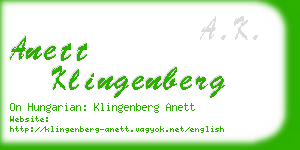 anett klingenberg business card